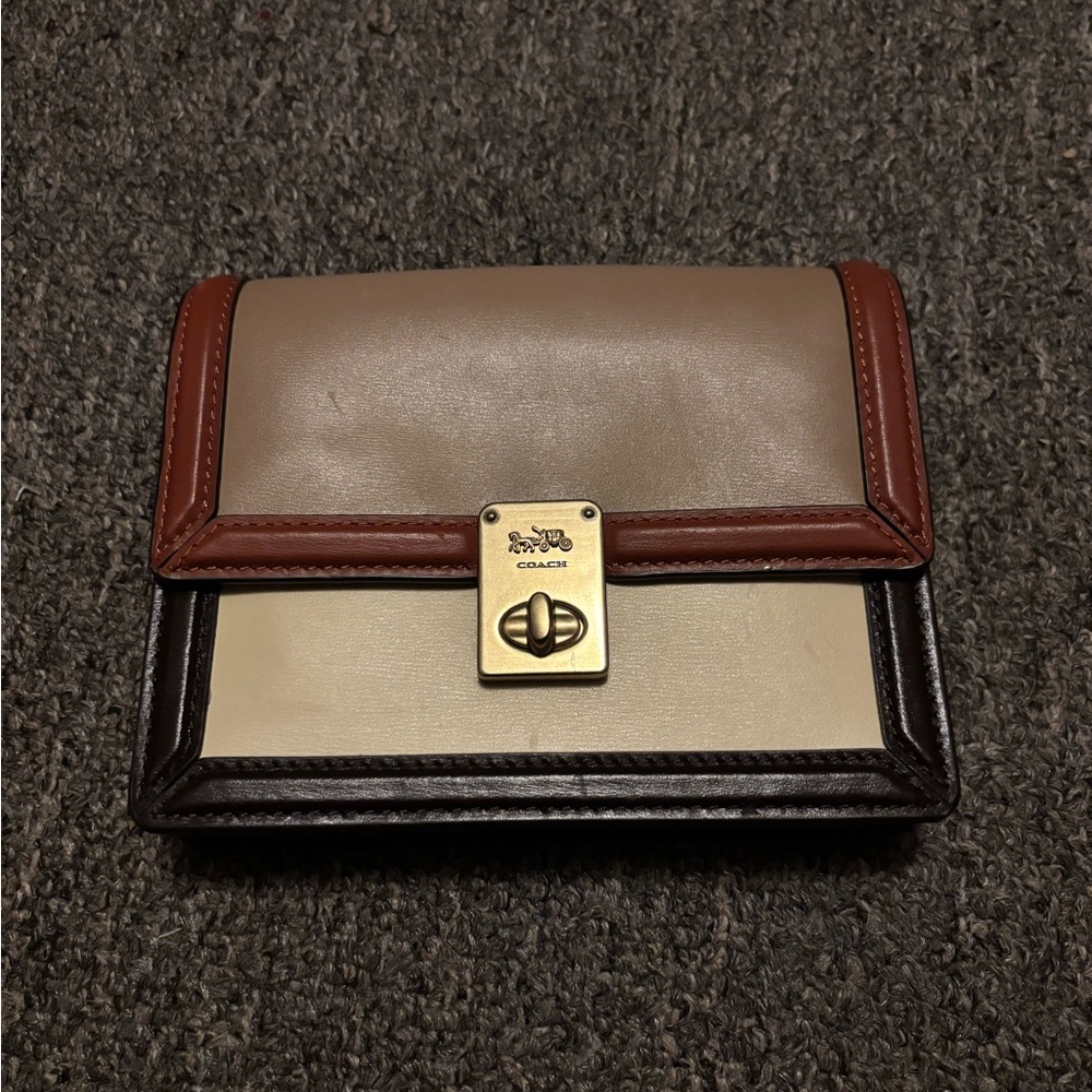 Coach Multicolor Leather Wallet with Gold Clasp